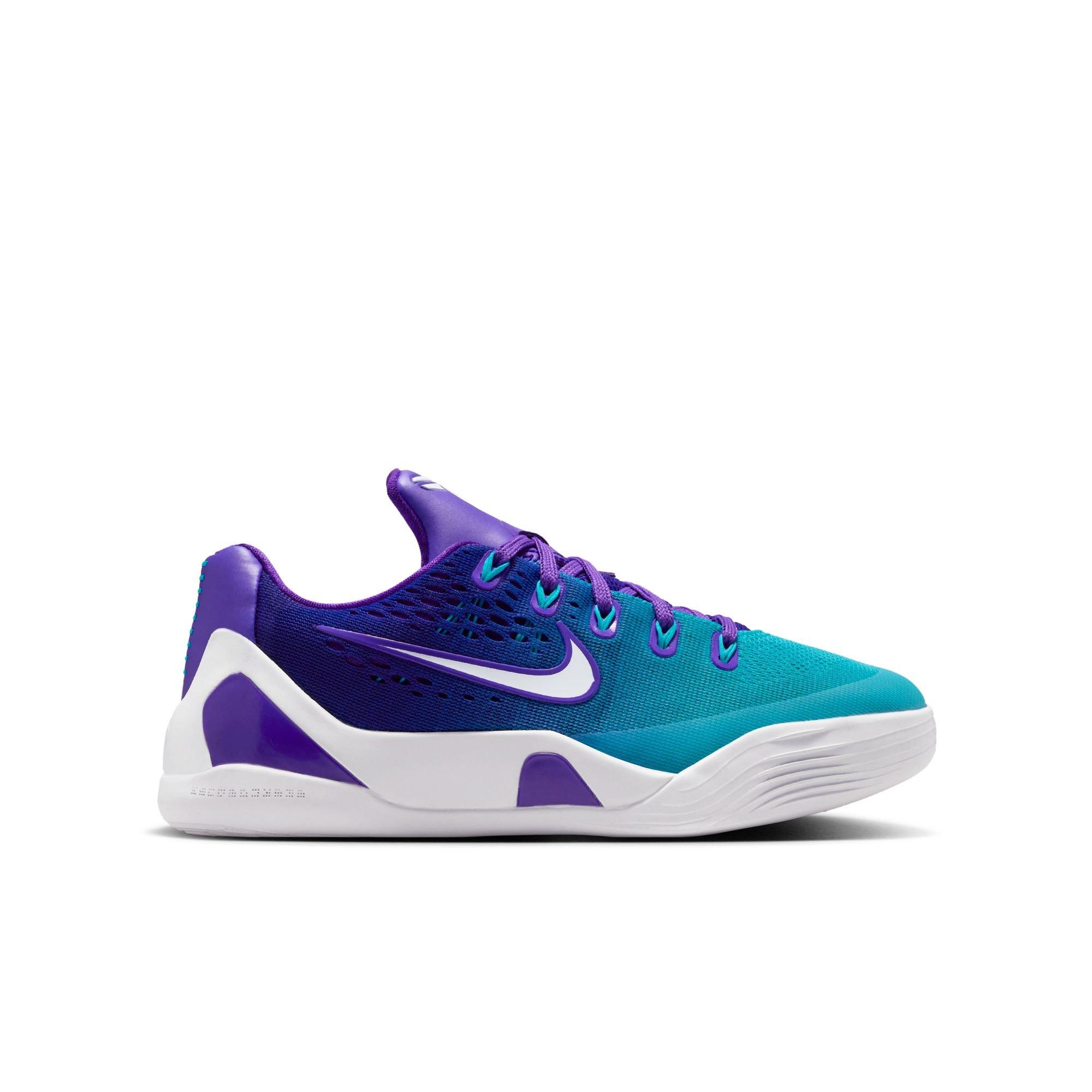 Nike Kobe IX Low EM "Charlotte" Grade School Kids' Basketball Shoe - FIERCE PURPLE/BLUE LAGOON/WHITE